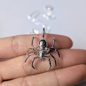 Hard Jewelry spider skull pendant necklace Sterling silver 925